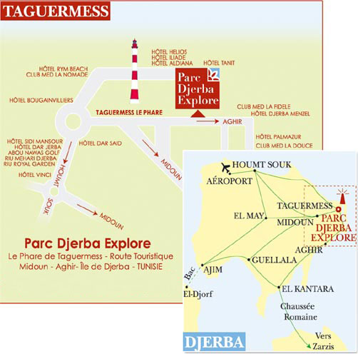 Plan d'accs au parc Djerba Explore - Cliquer sur l'image pour agrandir